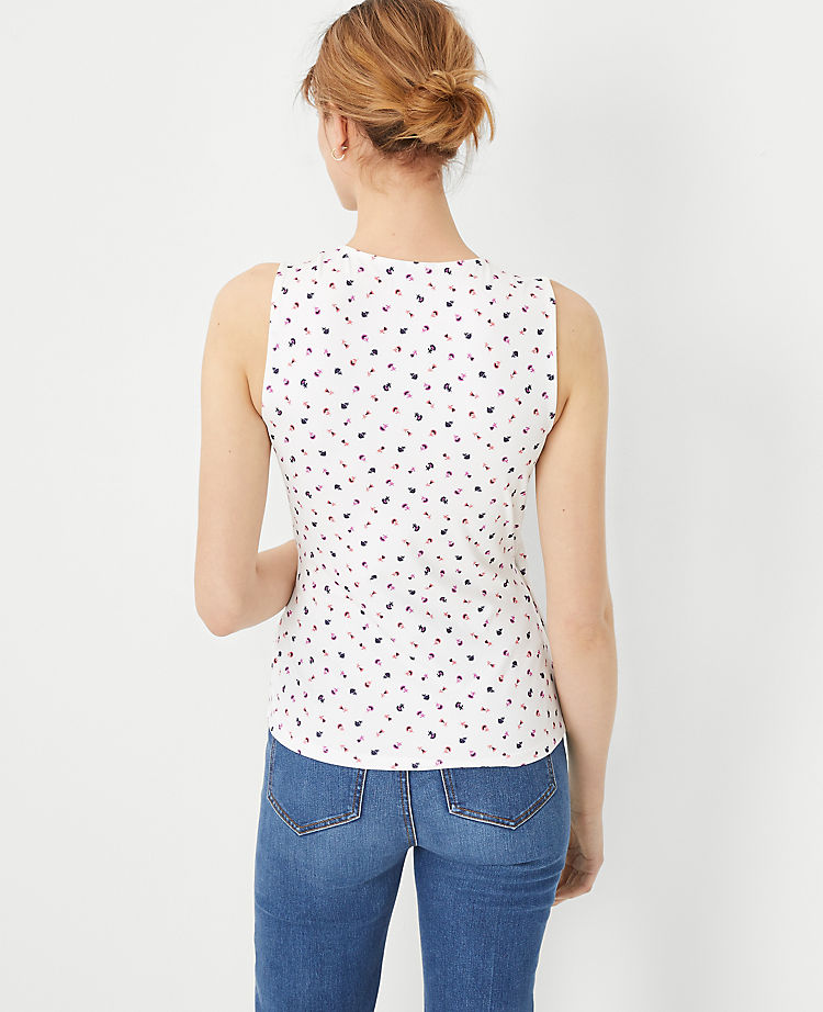 Floral Refined Stretch Sleeveless Wrap Top