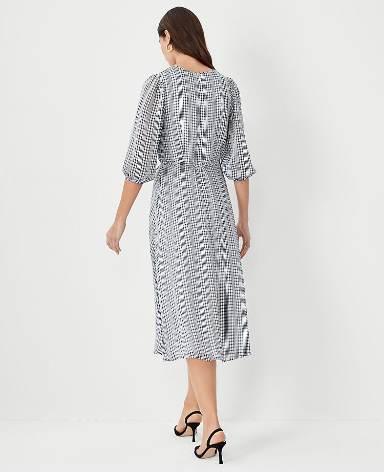 Checked Midi Wrap Dress