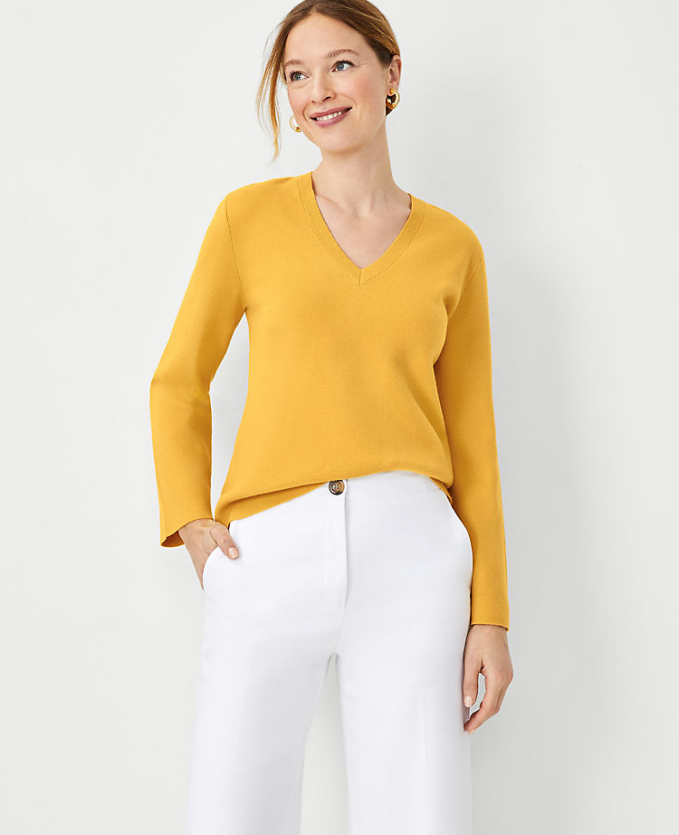 V-Neck Flare Sleeve Sweater