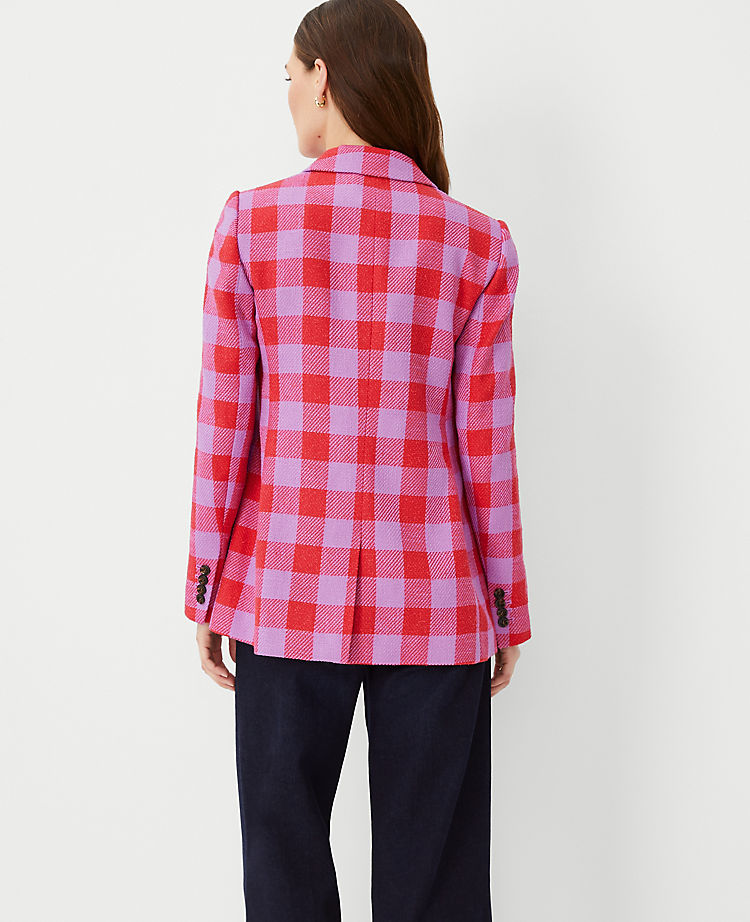 The Double Breasted Long Blazer in Plaid