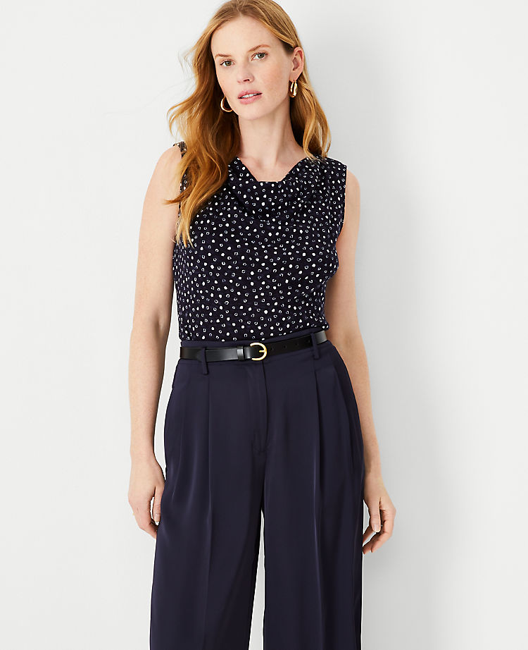 Spotted Cowl Neck Shell