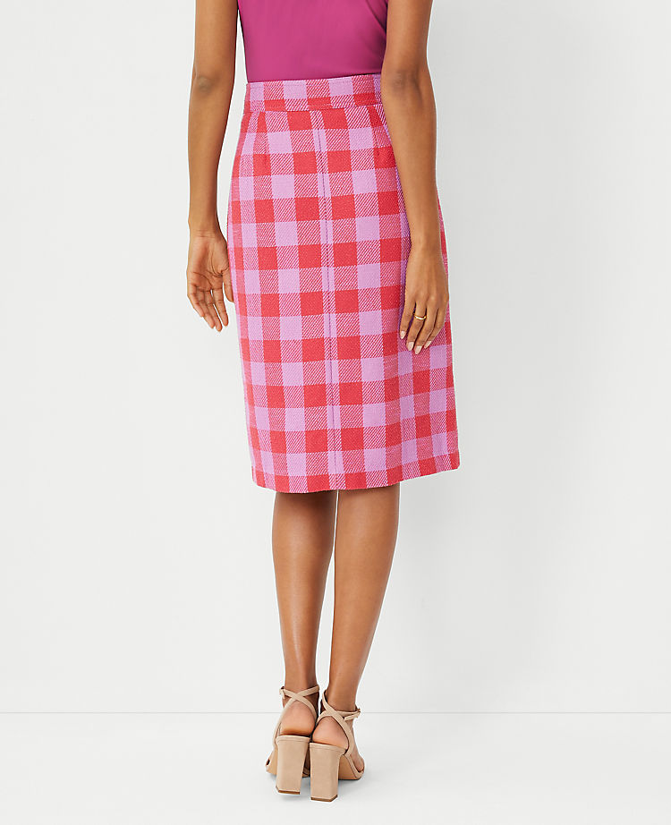 Plaid Button Front A-Line Skirt