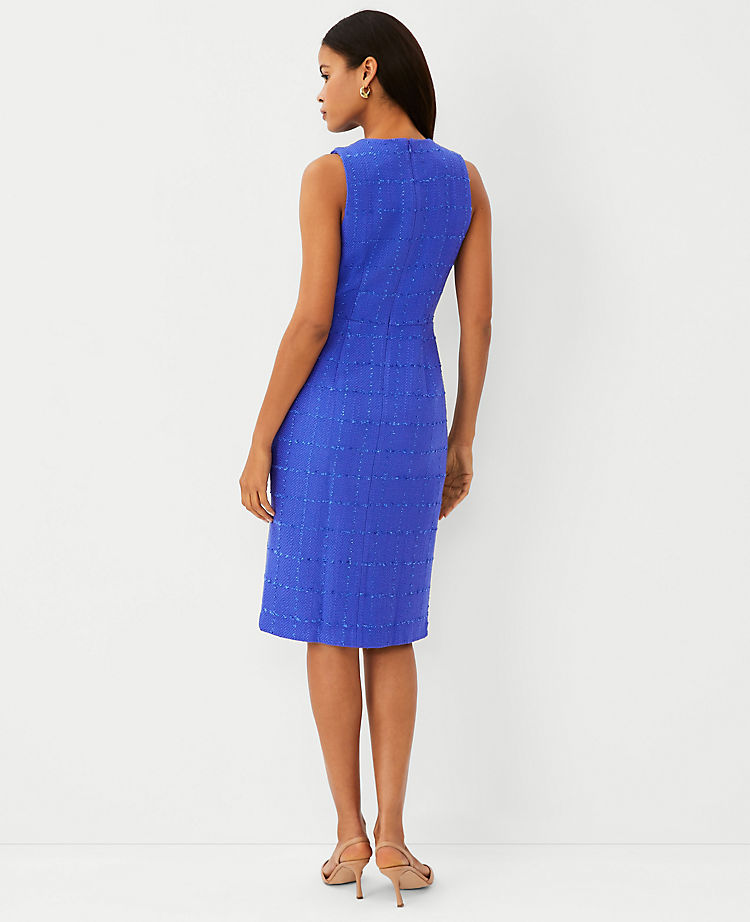 Tweed Front Slit Sheath Dress