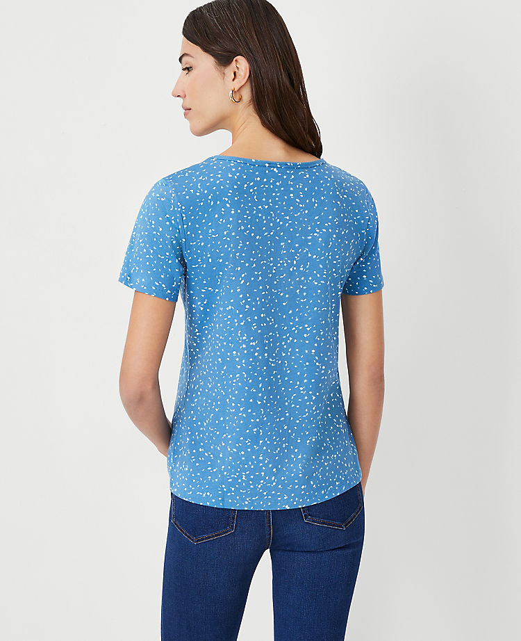 Spotted Pima Cotton V-Neck Tee