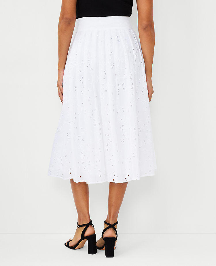 Eyelet Pleated Full Skirt