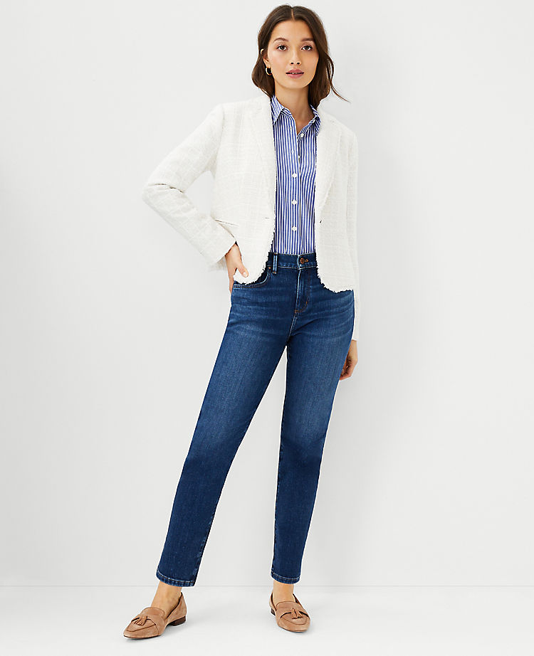 Sculpting Pocket Mid Rise Taper Jeans in Classic Indigo Wash