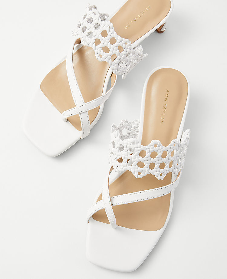Woven Leather Blade Heel Sandals