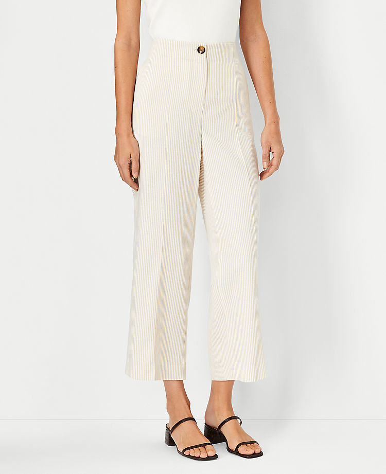 The Seamed Straight Crop Pant in Stripe