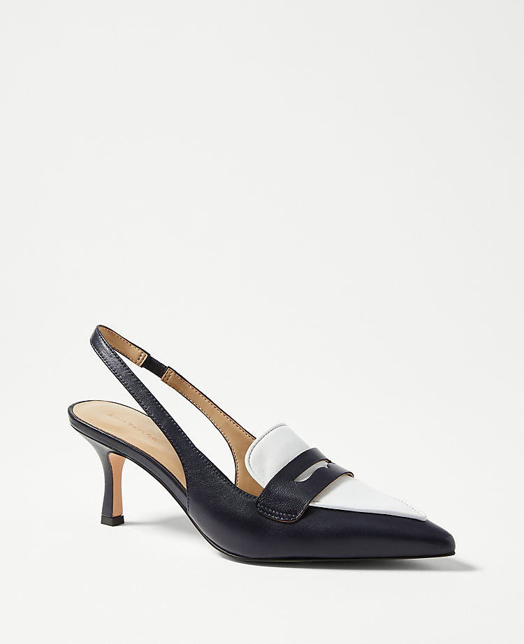 Penny Loafer Leather Slingback Pumps