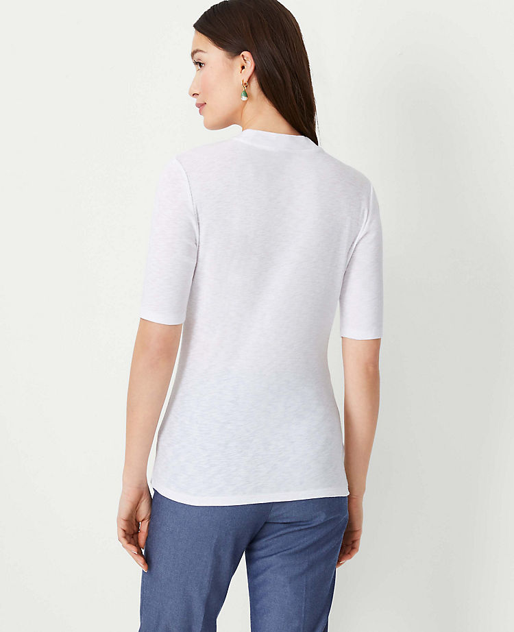 Elbow Sleeve Mock Neck Top