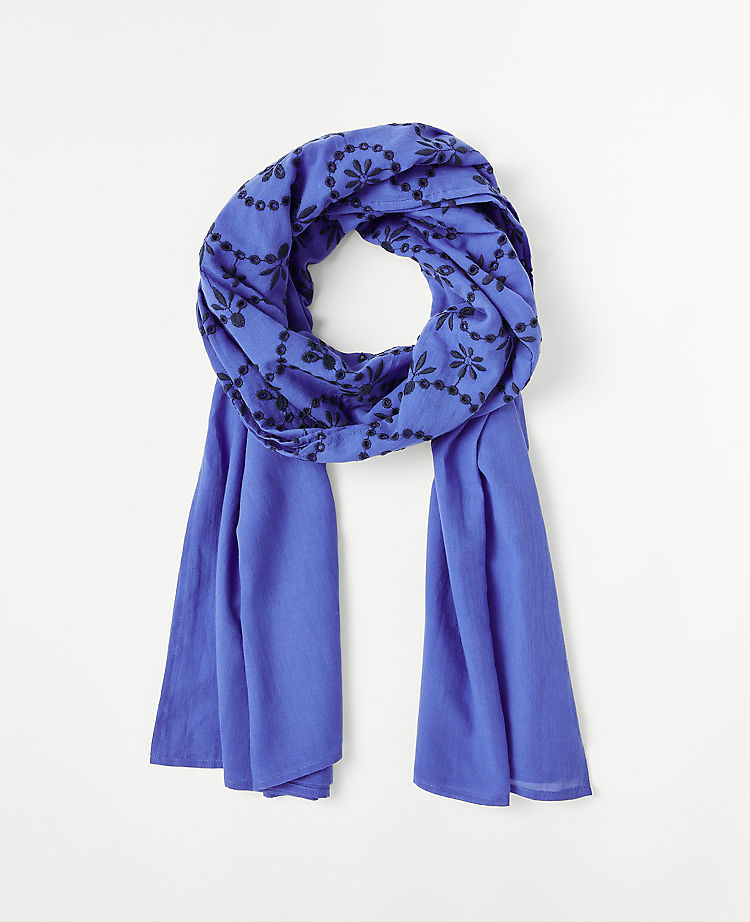Embroidered Floral Scarf