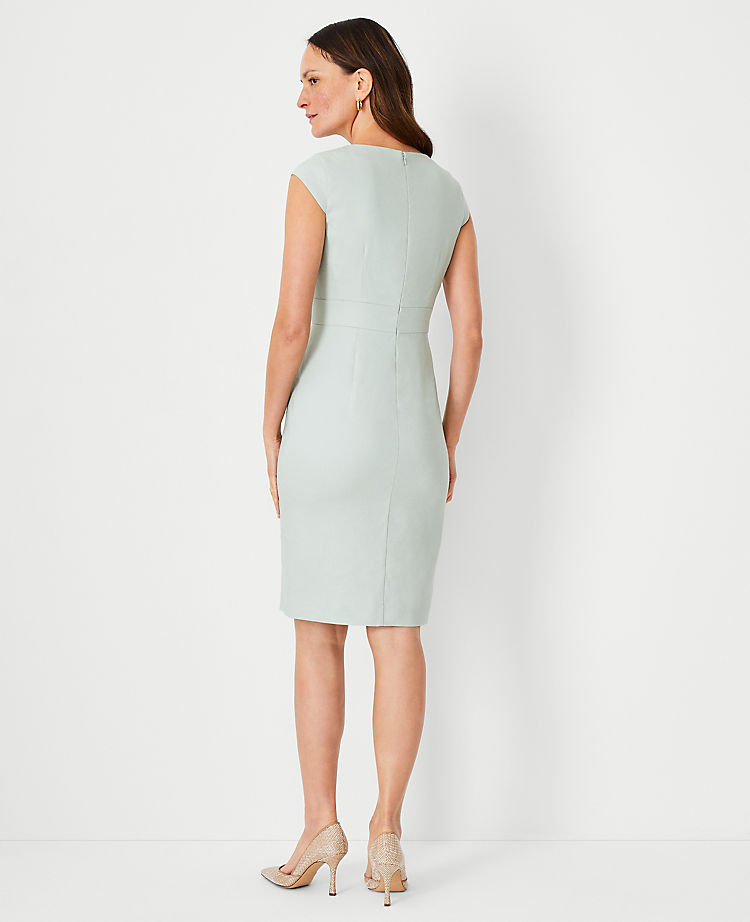 The Scooped Square Neck Sheath Dress in Linen Blend