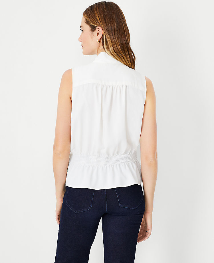 Tie Neck Smocked Waist Top