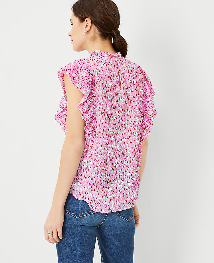 Floral Plisse Ruffle Top