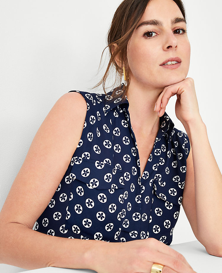 Floral Sleeveless Camp Shirt