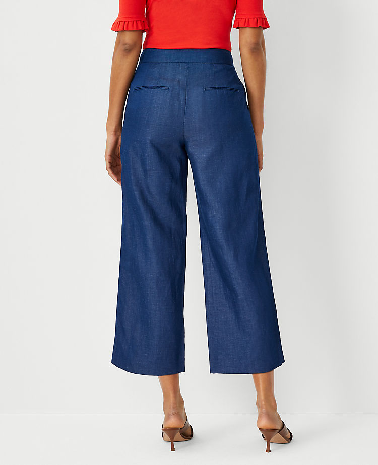 The Kate Wide Leg Crop Pant in Chambray - Curvy Fit