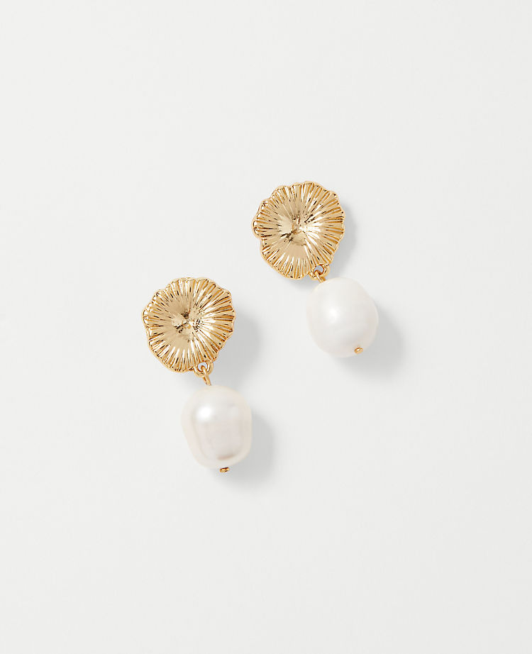 Pearlized Flower Drop EarRings