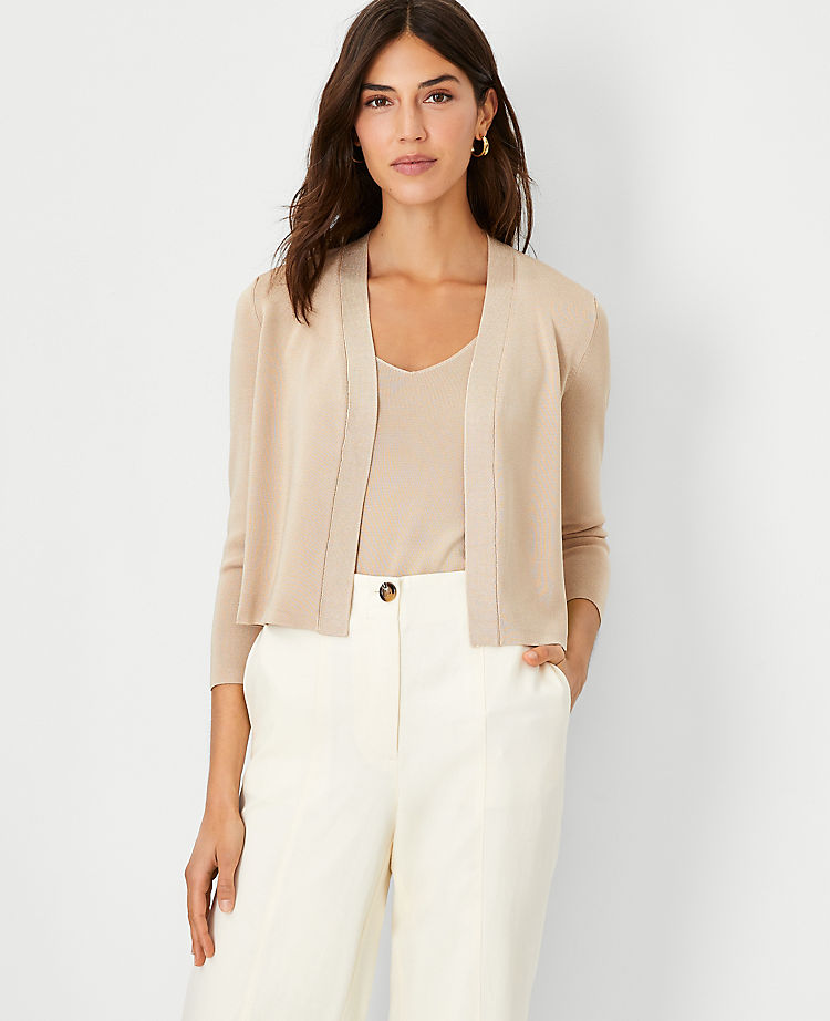Silky Cropped Open Cardigan