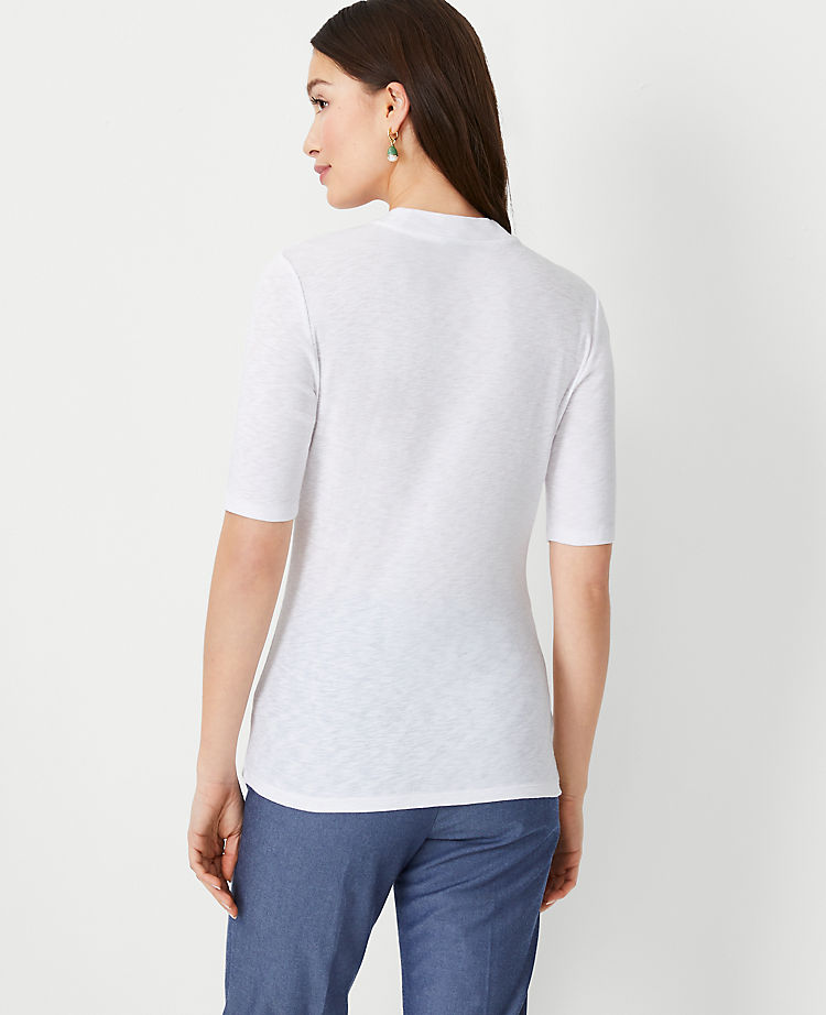 Elbow Sleeve Mock Neck Top