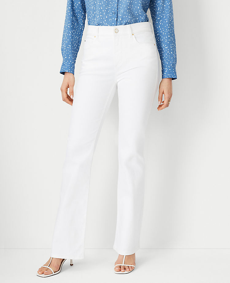 Curvy Sculpting Pocket Mid Rise Boot Cut Jeans in White