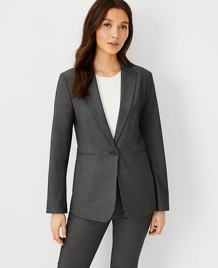 The Long One-Button Blazer in Bi-Stretch