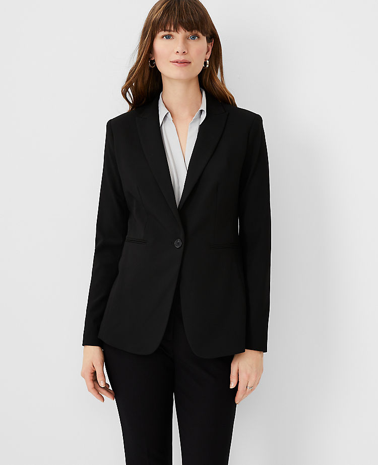 The Long One-Button Blazer in Bi-Stretch
