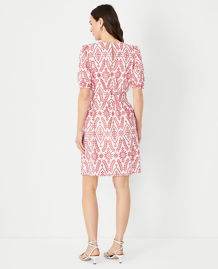 Eyelet Belted Shift Dress