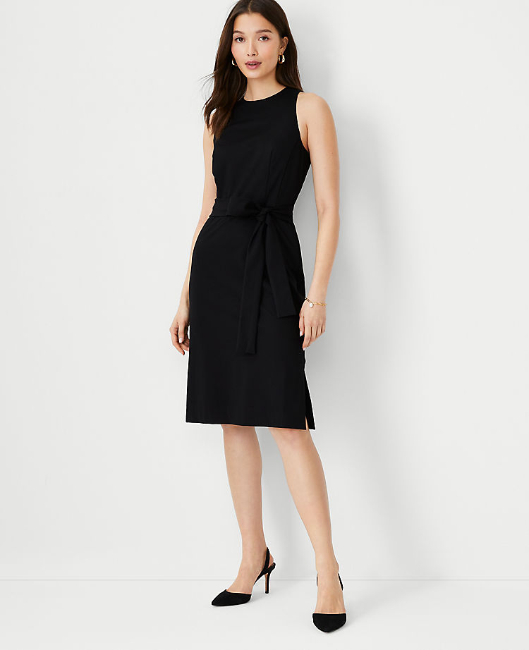 The Cutaway Shoulder Tie Waist Dress in Knit
