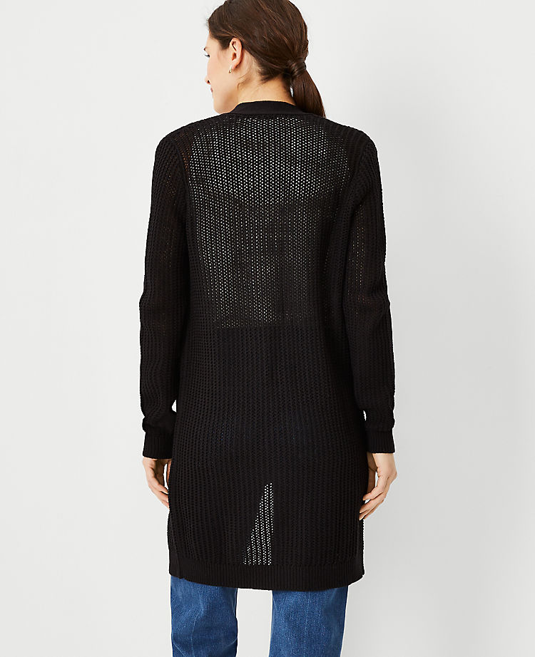 Mesh Stitch Open Front Cardigan