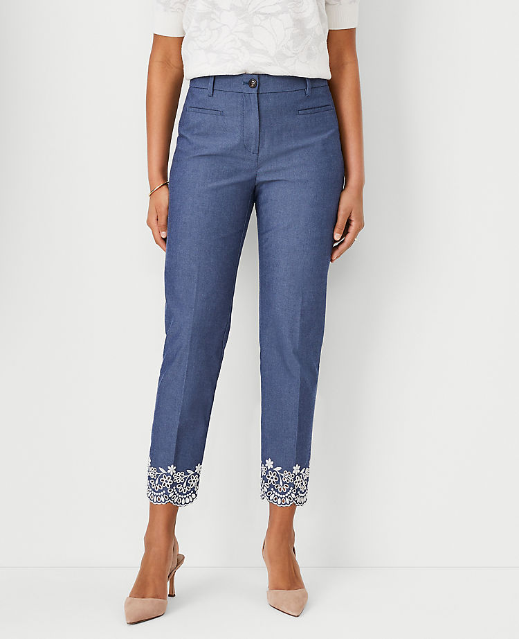 The Cotton Crop Pant in Eyelet - Curvy Fit