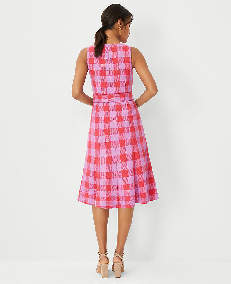 Plaid Belted Midi Dress