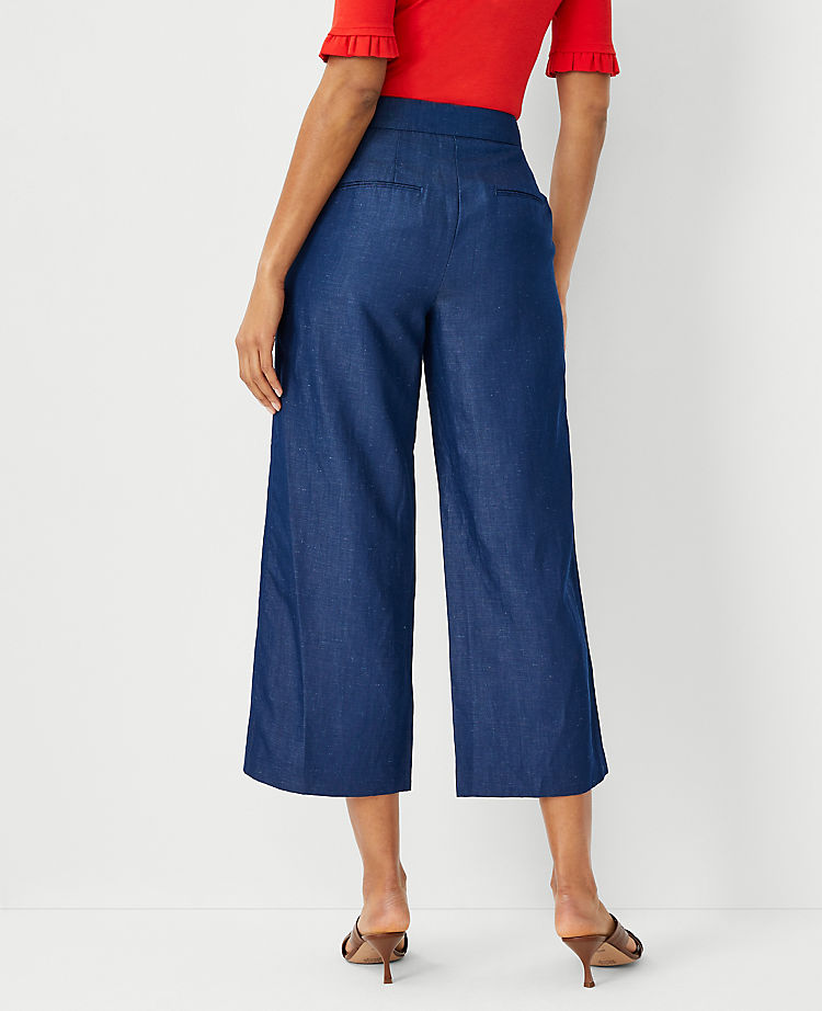 The Kate Wide Leg Crop Pant in Chambray