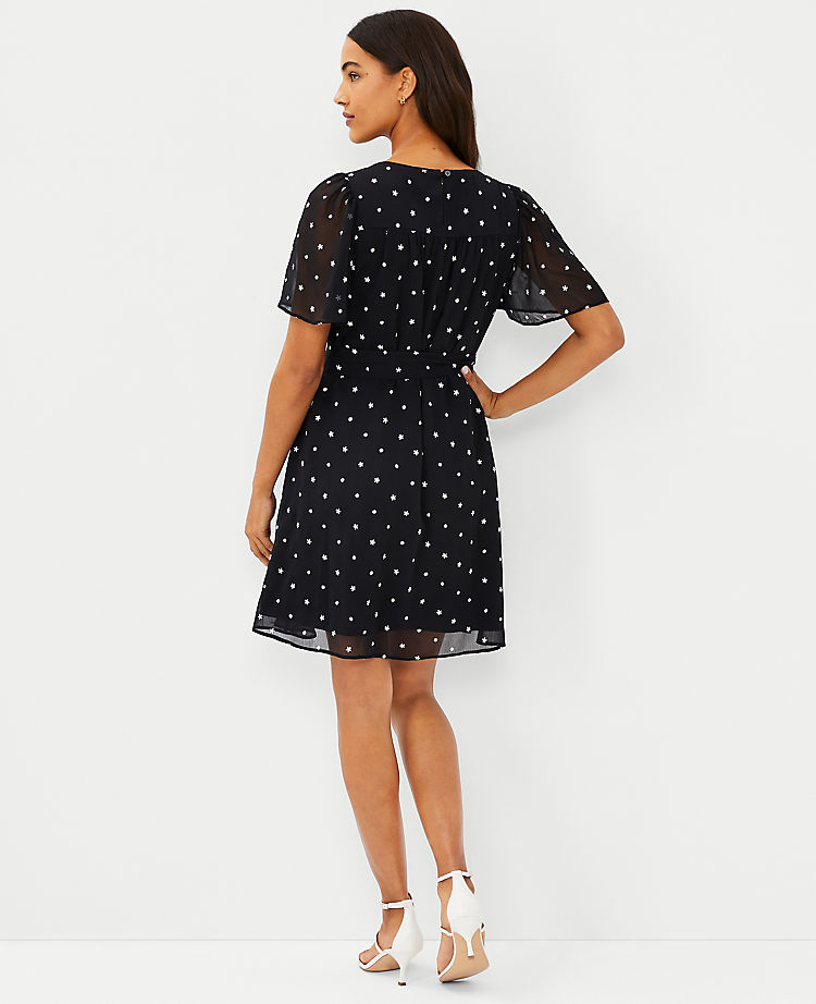 Floral Embroidered Belted Shift Dress