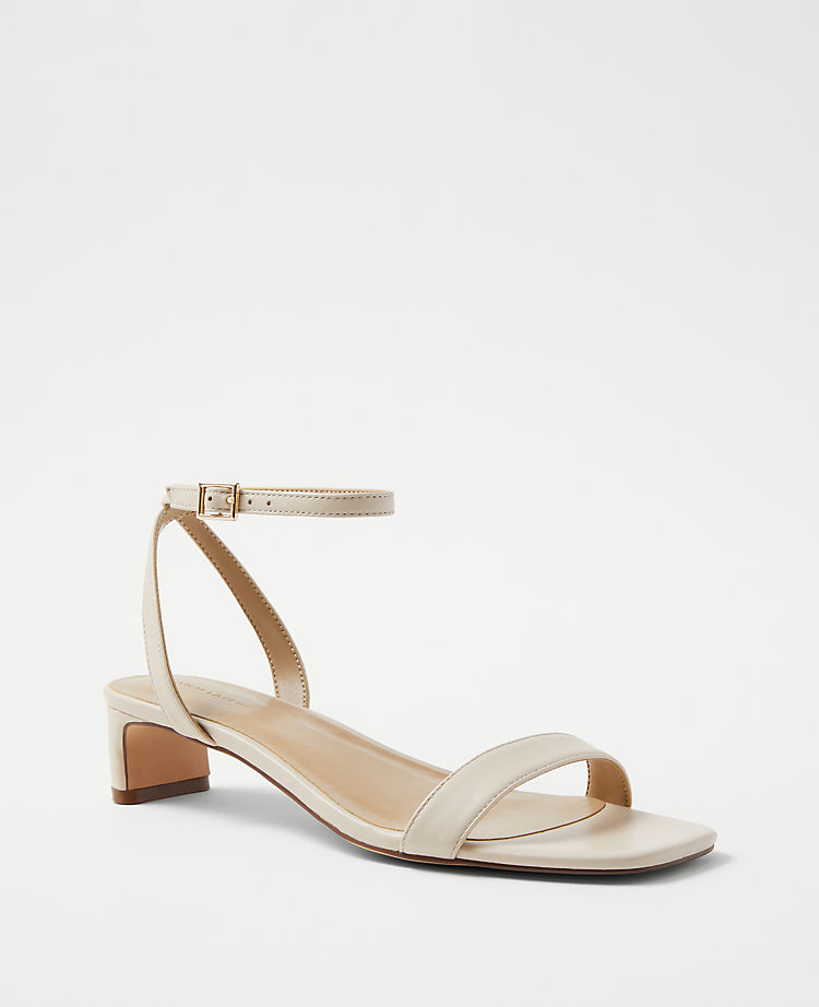 Leather Blade Heel Ankle Strap Sandals