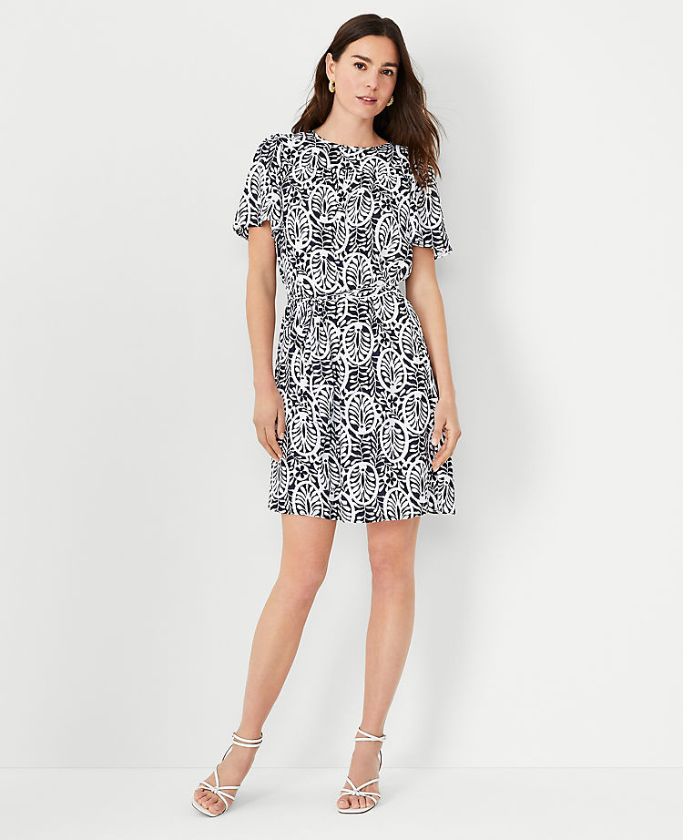 Floral Flutter Sleeve Shift Dress