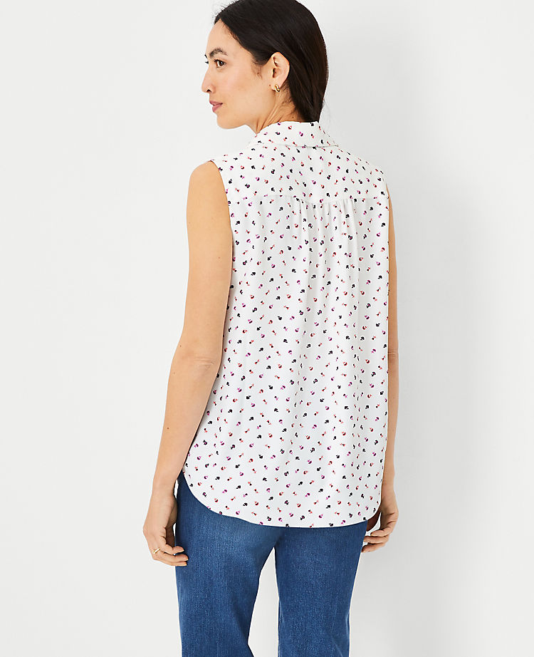 Floral Sleeveless Camp Shirt