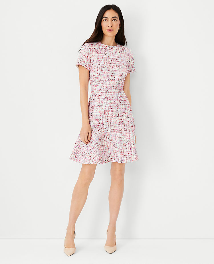 Multicolored Tweed Flounce Dress