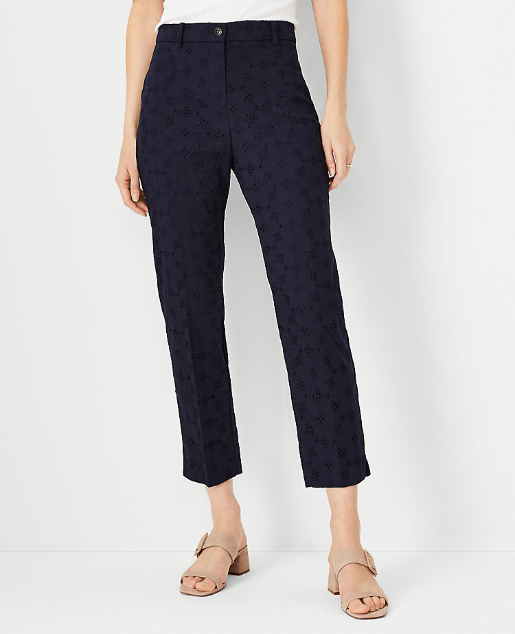 The Cotton Crop Pant in Eyelet
