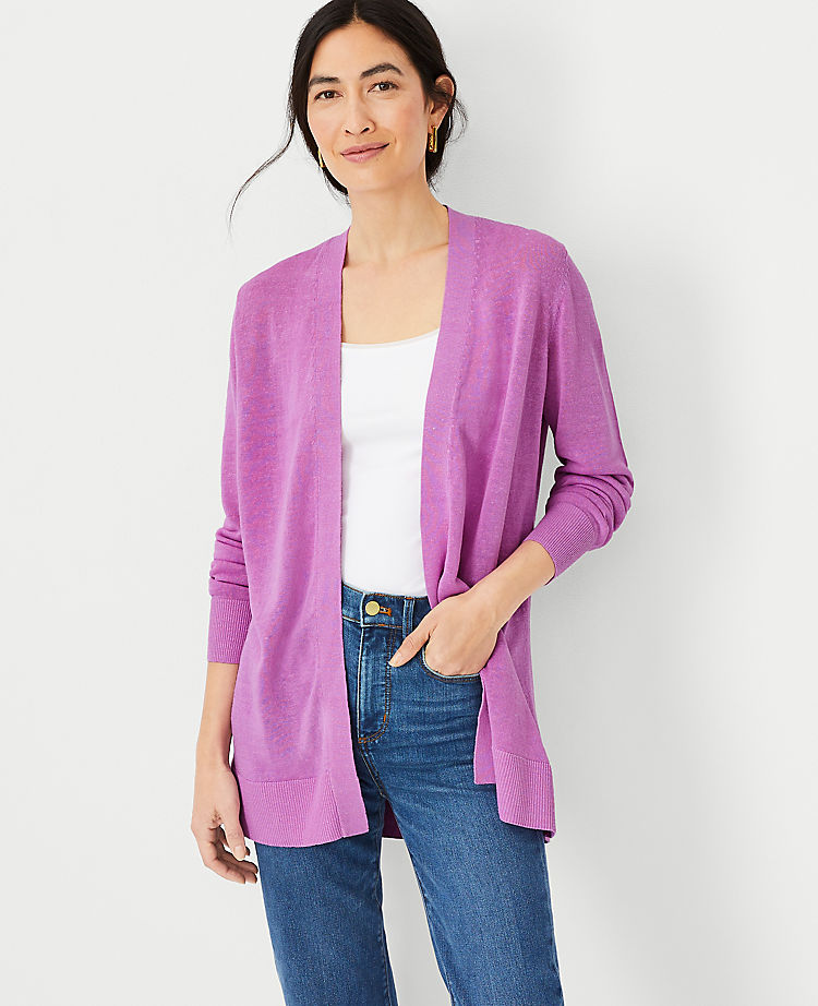 Linen Blend Open Cardigan