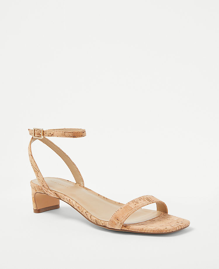 Cork Blade Heel Ankle Strap Sandals