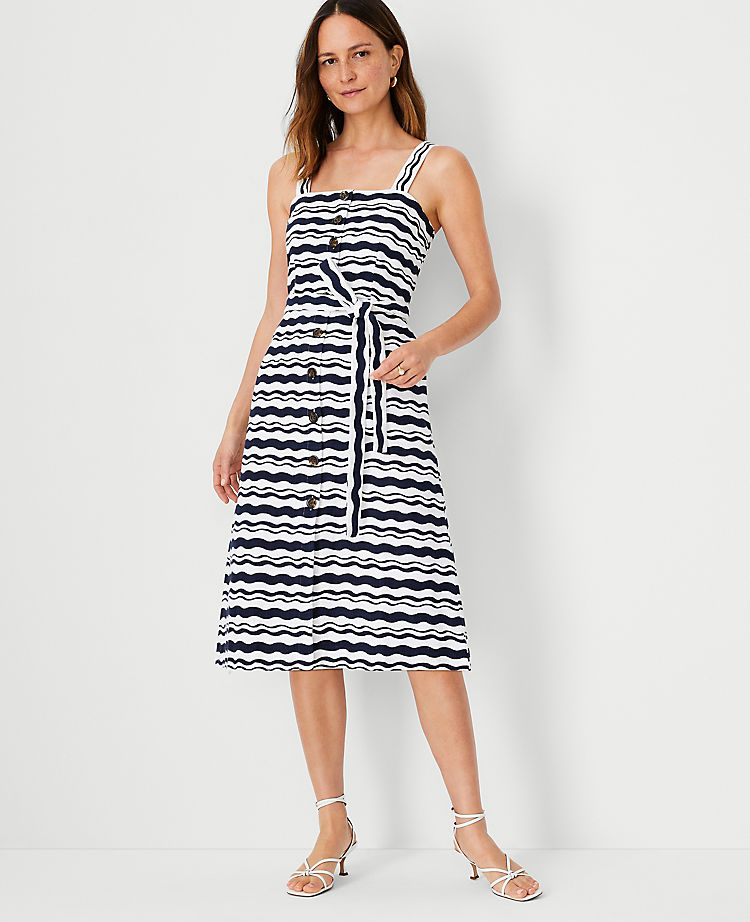 Wave Strappy Flare Dress