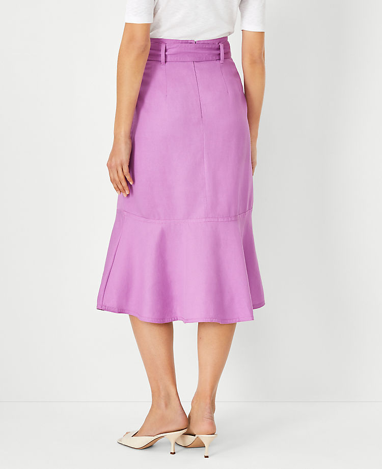 Tie Waist Flounce Midi Skirt