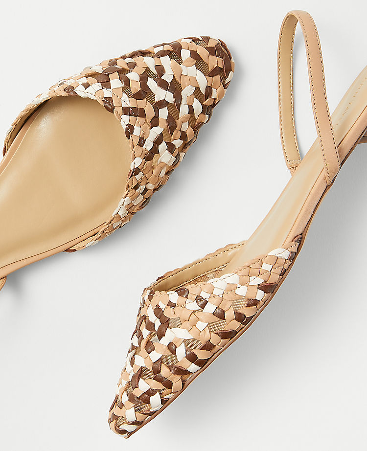 Woven Leather Slingback Flats