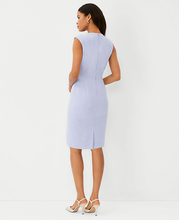 The Side Tuck Wrap Sheath Dress in Cross Weave