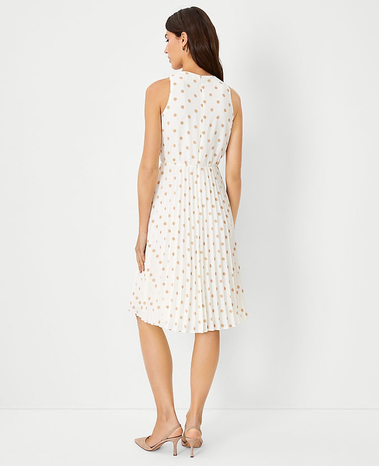 Polka Dot Pleated Flare Dress