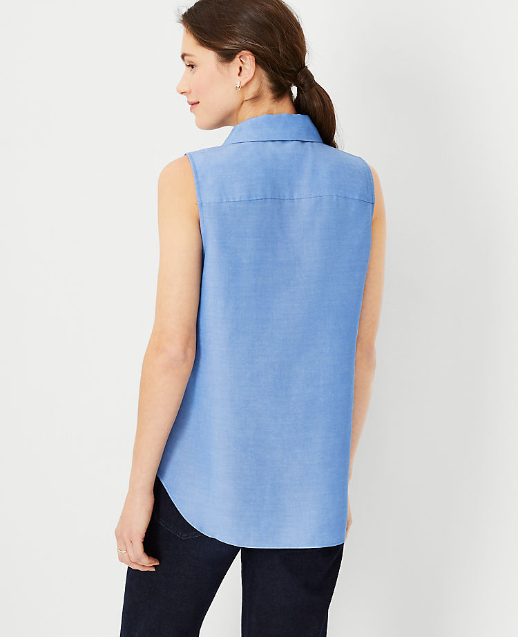 Chambray Sleeveless Essential Shirt