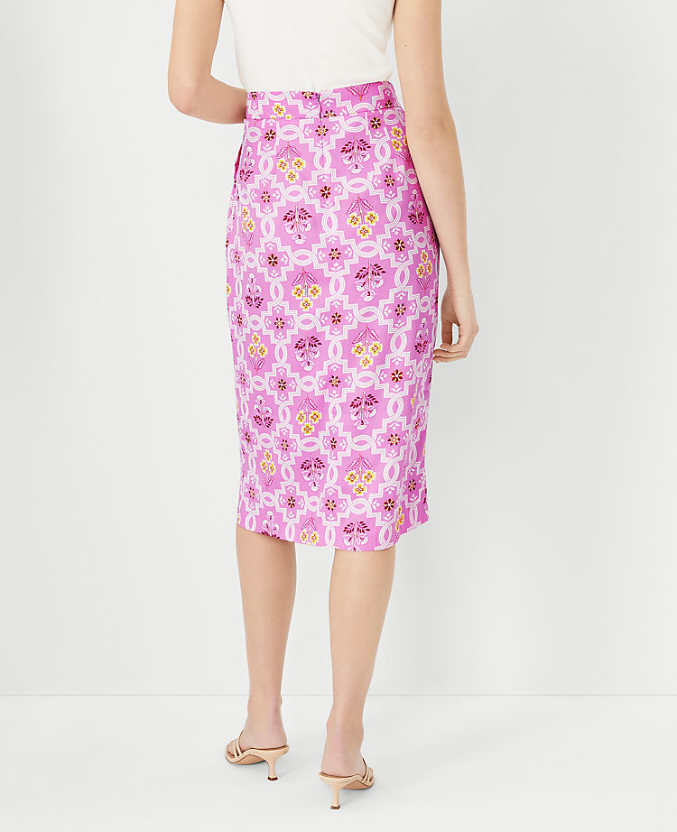 Tile Print Sarong Pencil Skirt