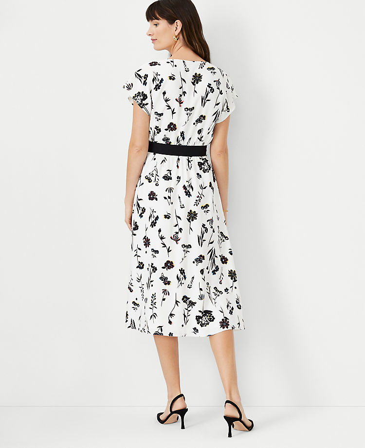 Floral Belted Flare Dress