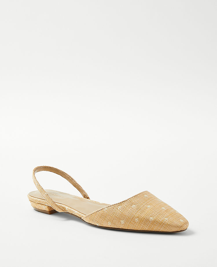 Dotted Straw Slingback Flats