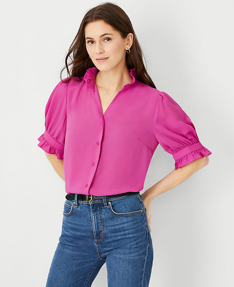 Ruffle Button Top